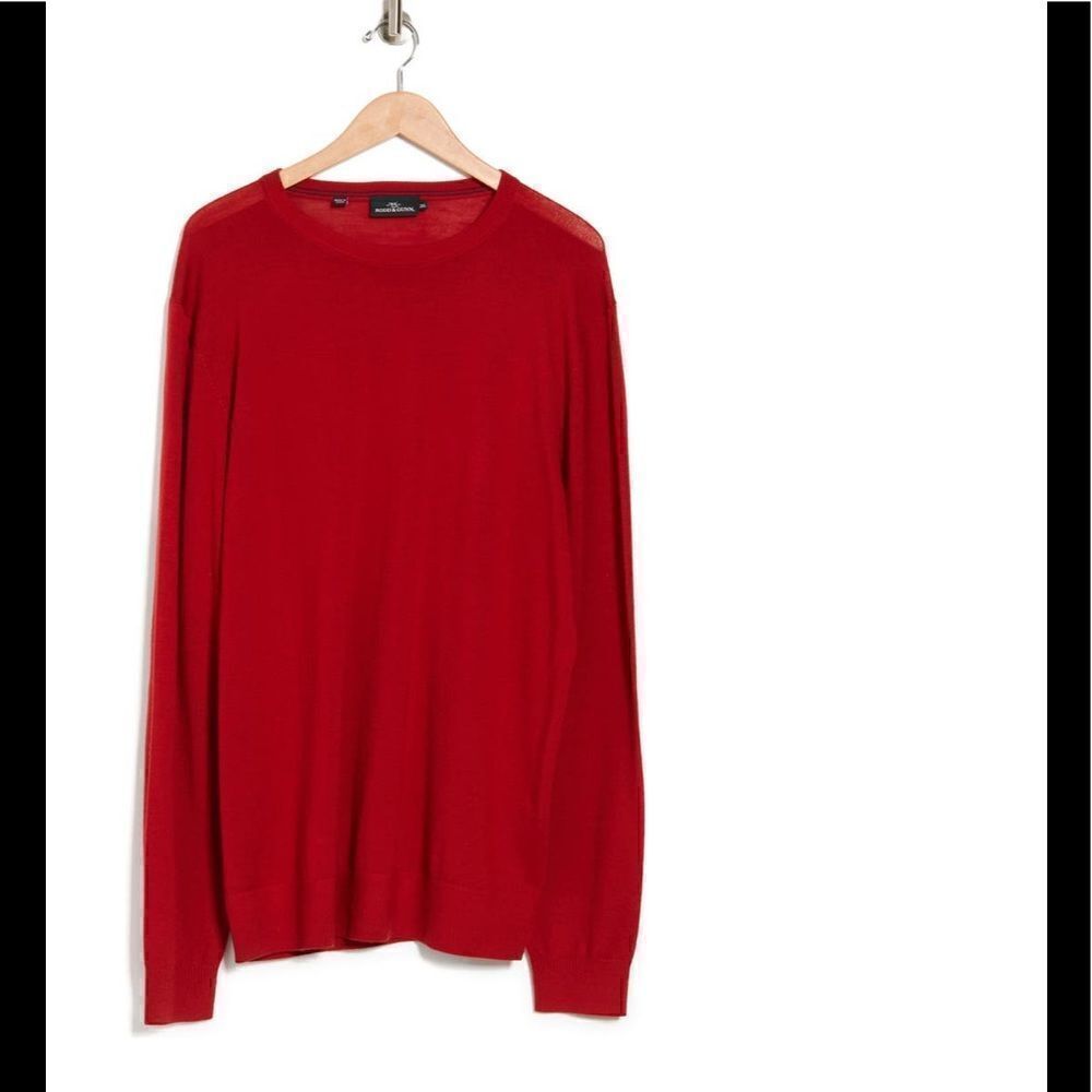 Rodd &Gunn Men’s easy care merino wool crew pullover sweater in red size L, NWT